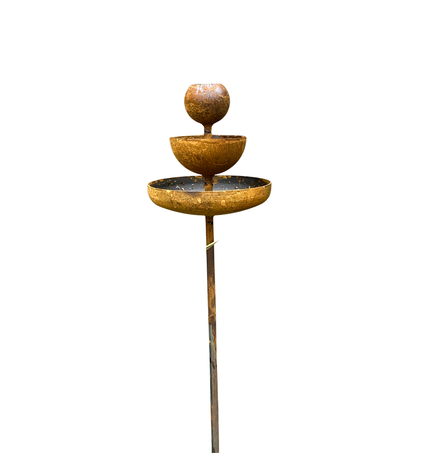 Escultura de jardín rústica de metal en forma de flor, comedero para pájaros, recogedor de lluvia, arte para jardín