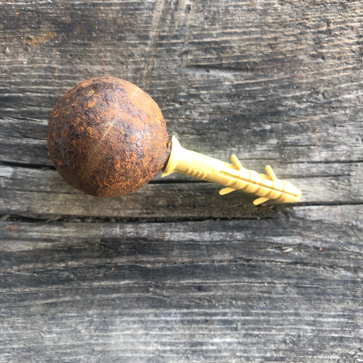handmade rusted metal balls with screw attachment in sizes from 1.2 to 3.9 inches - unique decor for walls or fencing