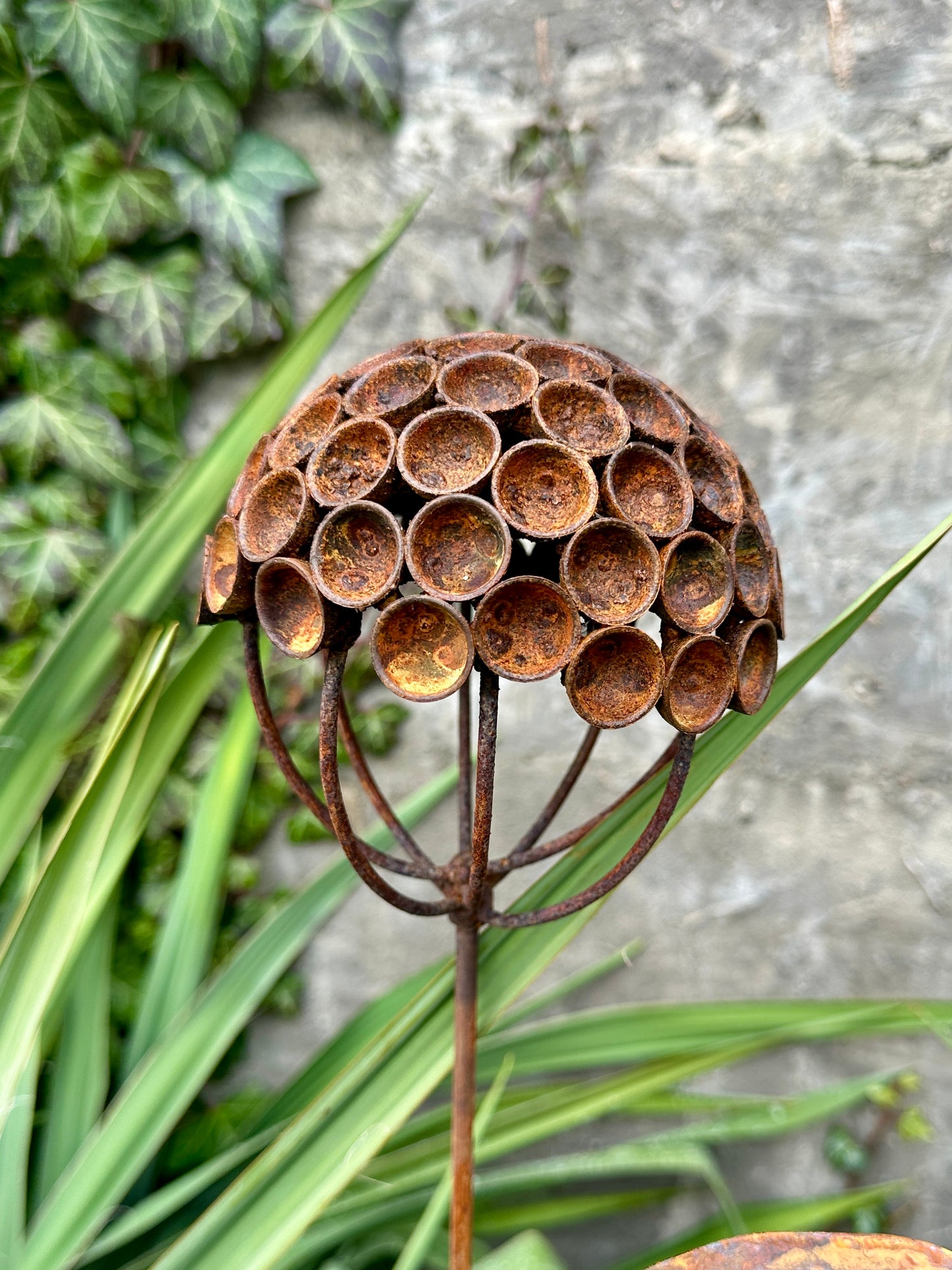 Set of 3 Rustic Metal Exotic Flowers, Garden Decorations, Handmade Sculptures, Rustic Landscaping, Garden Art, Bee and Butterflies Cups