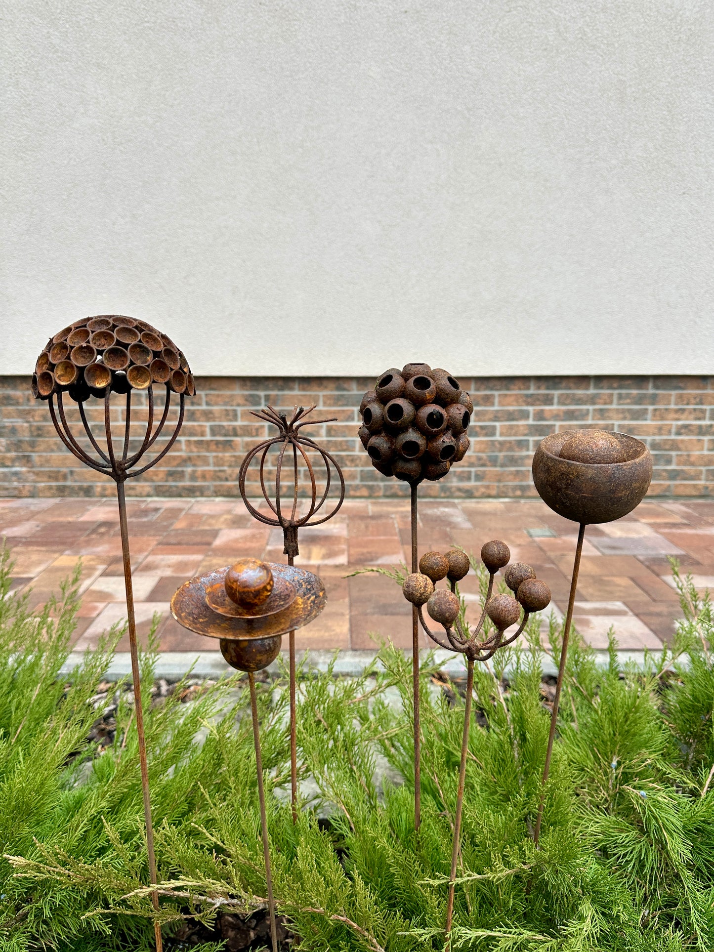 Set of 6 Rustic Metal Exotic Flowers – Handmade Garden Decor, Unique Landscaping Art, Bee & Butterfly Friendly
