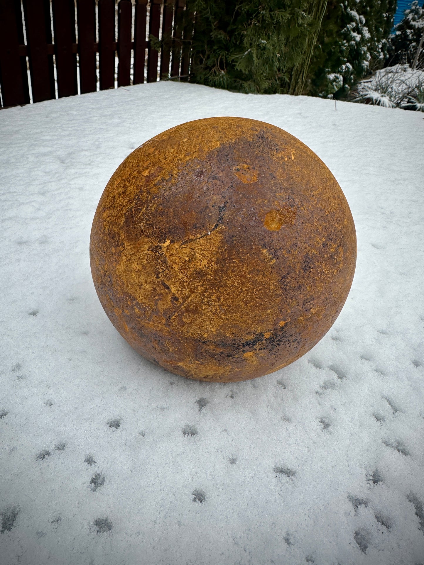 Garden Decor 6" Sphere, Rusty metal art, Rusty decor, Zen garden