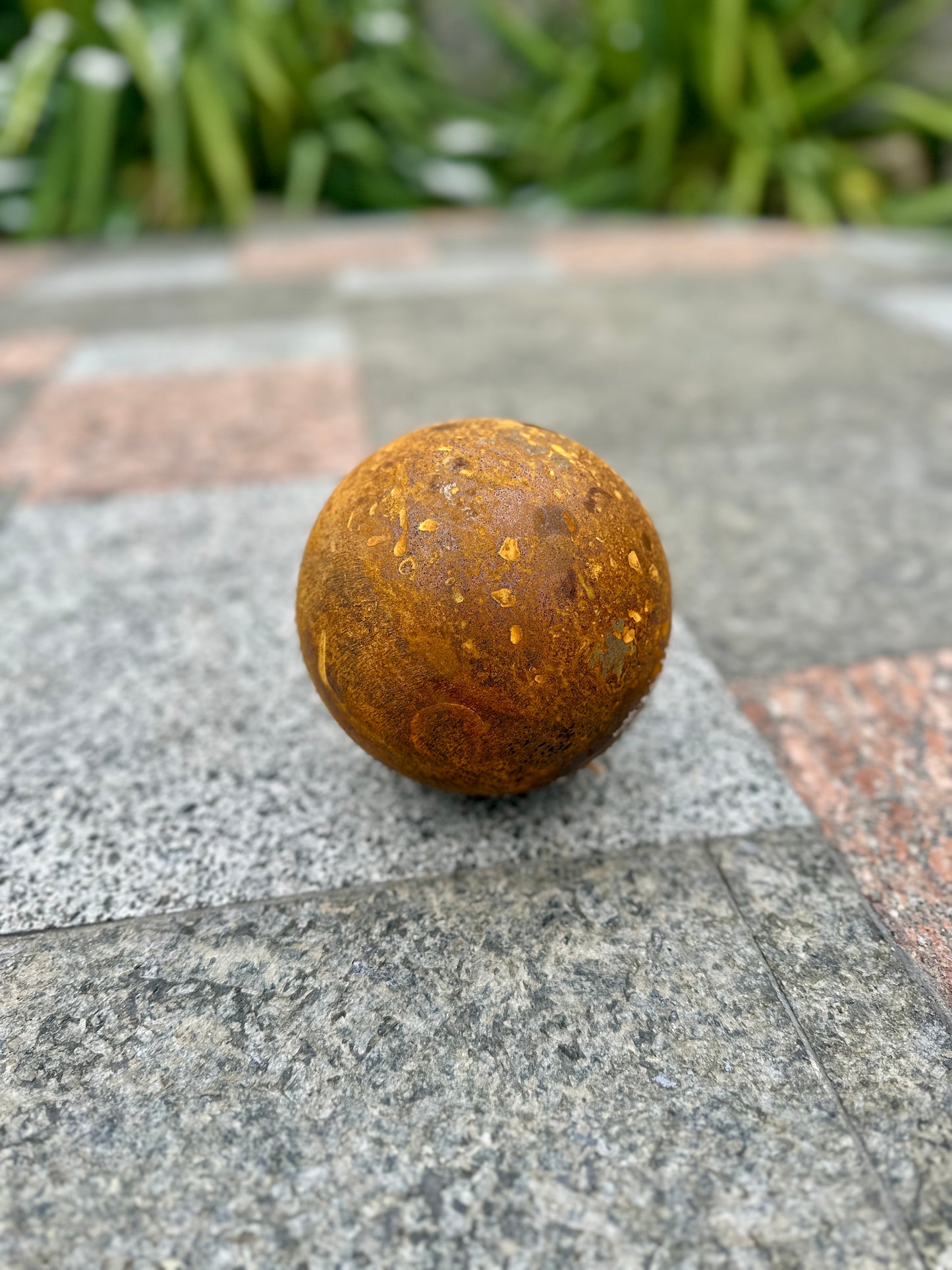 Garden Decor 6" Sphere, Rusty metal art, Rusty decor, Zen garden