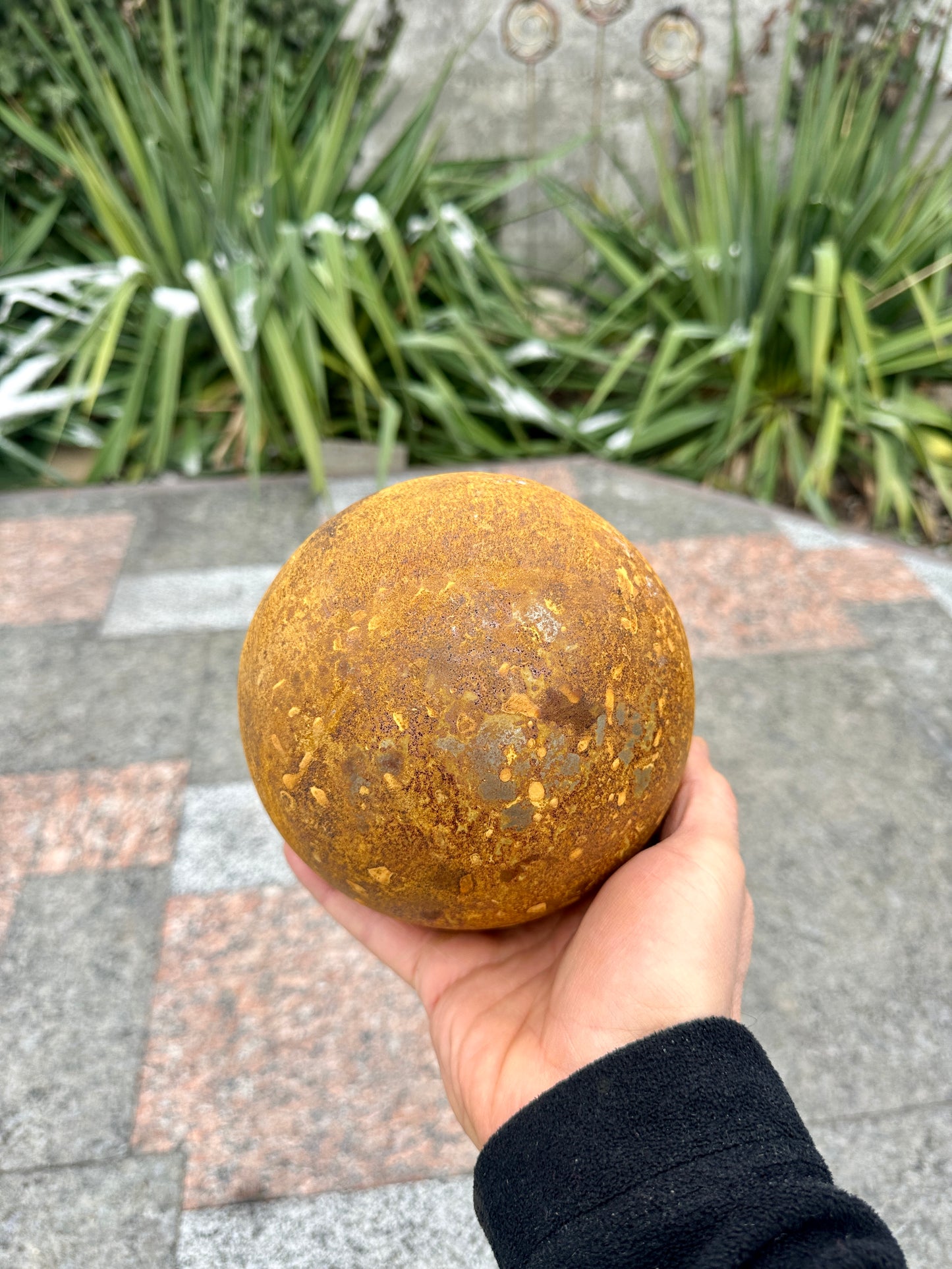 Garden Decor 6" Sphere, Rusty metal art, Rusty decor, Zen garden