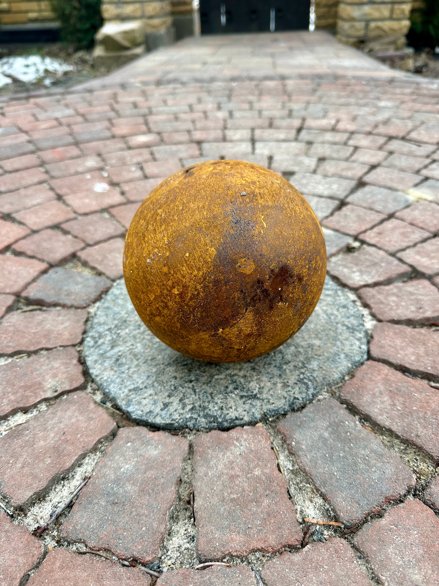 Garden Decor 6" Sphere, Rusty metal art, Rusty decor, Zen garden