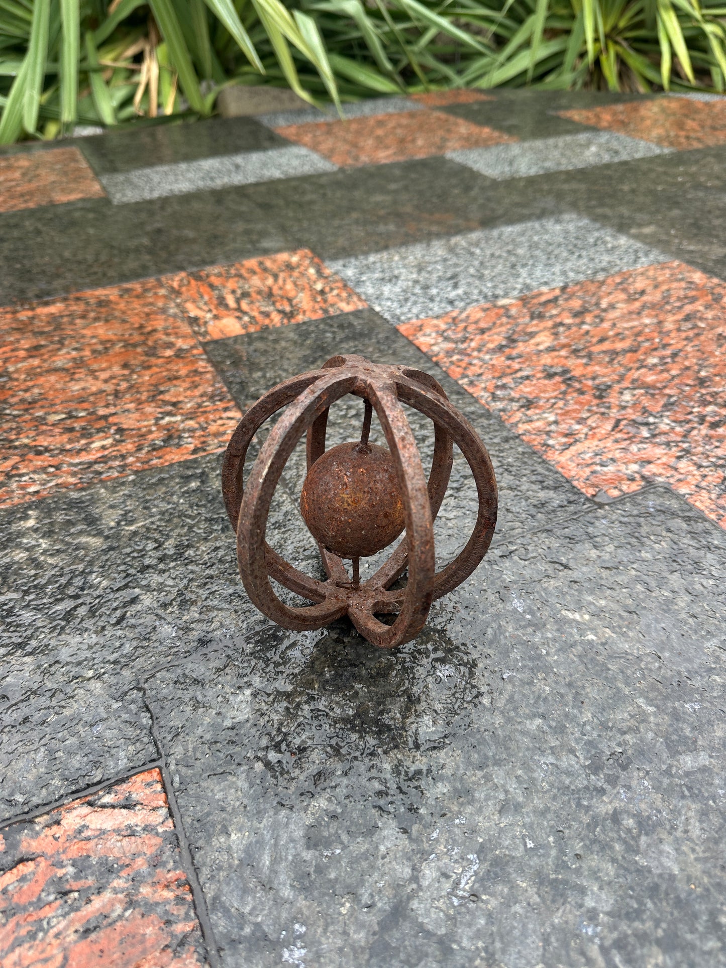 Rusty Metal 5’’ Sphere Outdoor Garden Decor