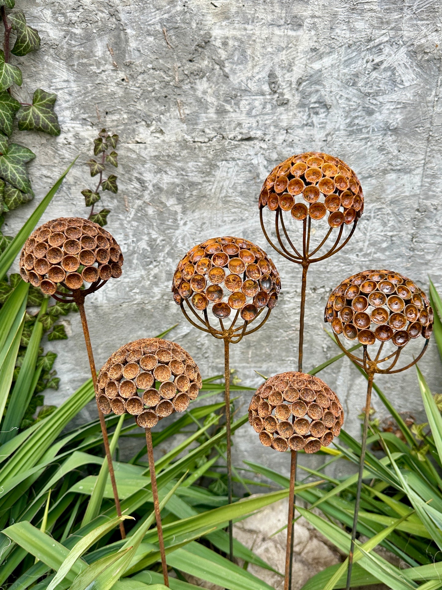 Set of 6 Rustic Metal Exotic Flowers – Handmade Garden Decor, Unique Landscaping Art, Bee & Butterfly Friendly