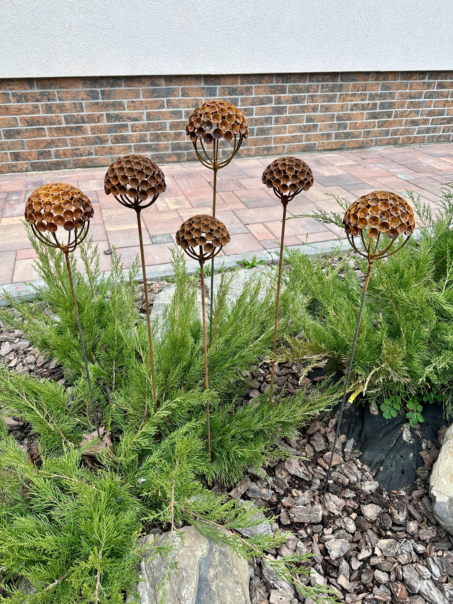 Set of 6 Rustic Metal Exotic Flowers – Handmade Garden Decor, Unique Landscaping Art, Bee & Butterfly Friendly