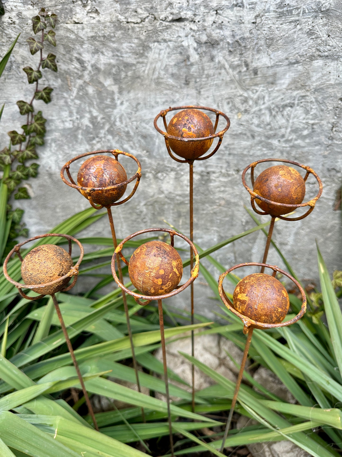 Set of 6 Rustic Metal Exotic Flowers, Handmade Garden Decor, Unique Landscaping Art, Outdoor Yard Art, Rustic Metal Flower Gift