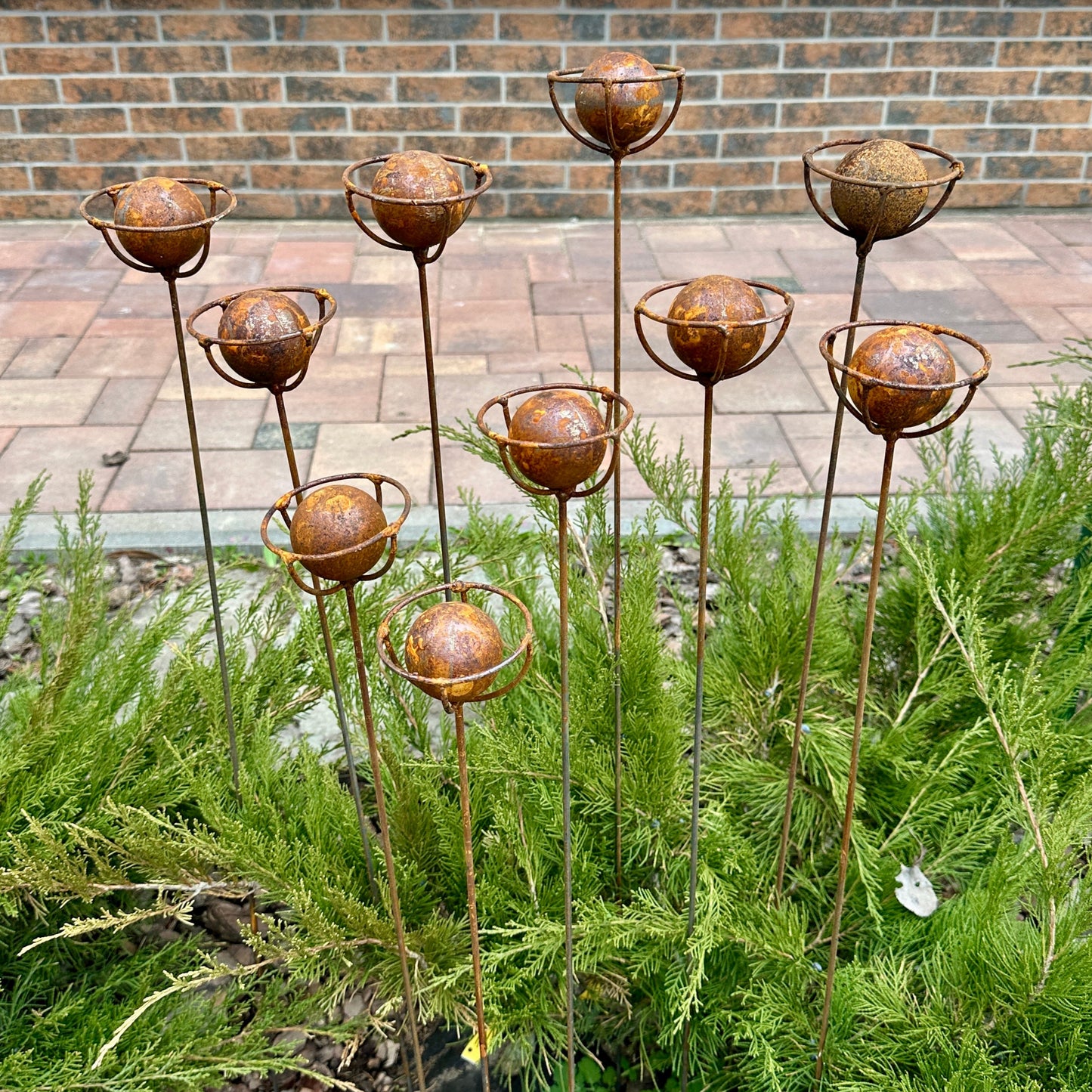 Rustic Metal Exotic Flowers, Set of 10 Handmade Garden Decor, Unique Landscaping Art, Outdoor Yard Art, Rustic Metal Floral Gift