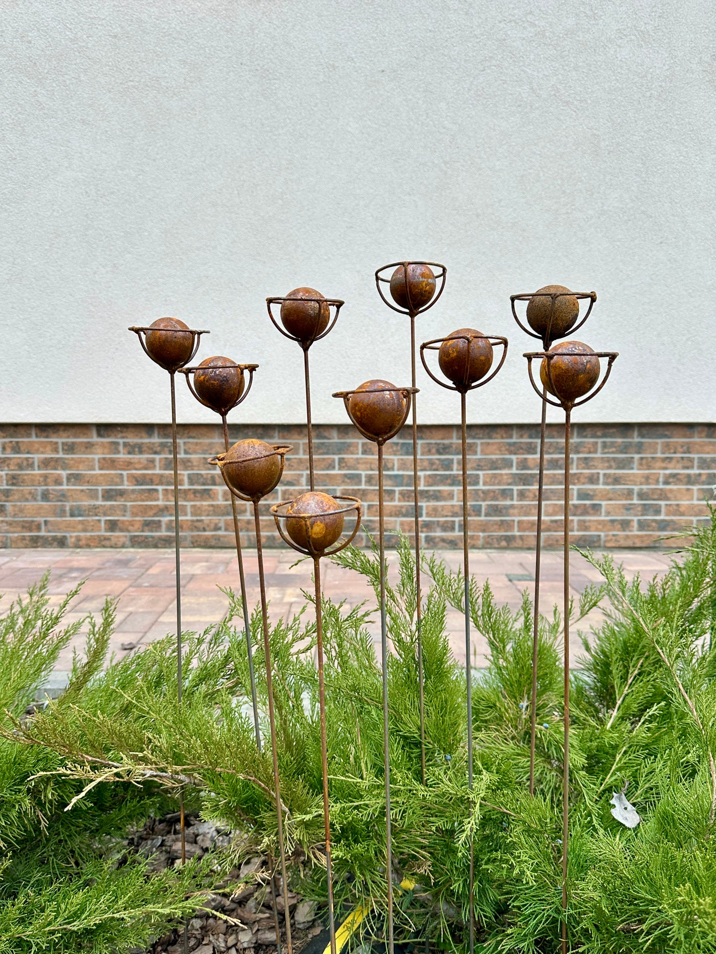 Rustic Metal Exotic Flowers, Set of 10 Handmade Garden Decor, Unique Landscaping Art, Outdoor Yard Art, Rustic Metal Floral Gift