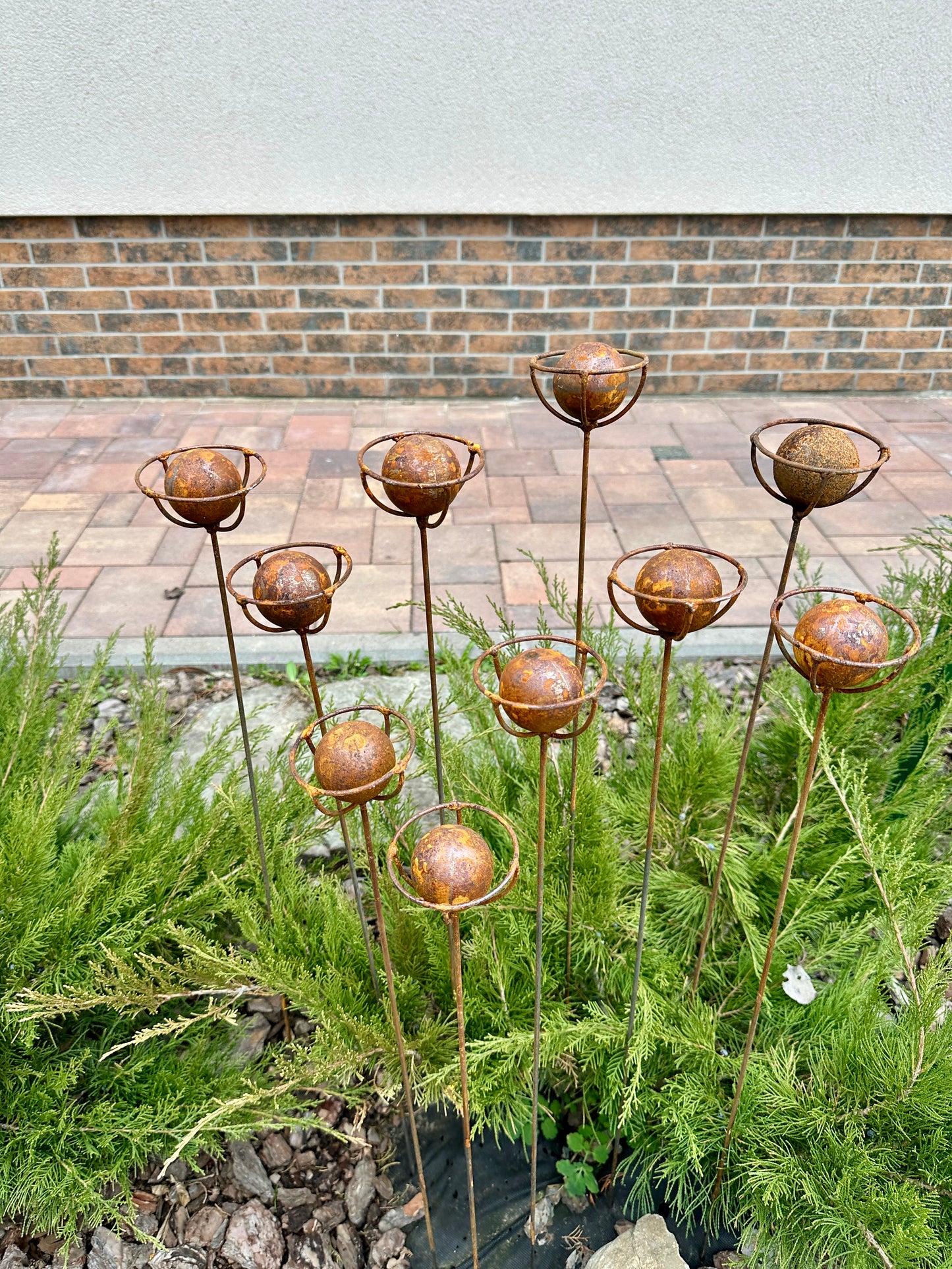 Rustic Metal Exotic Flowers, Set of 10 Handmade Garden Decor, Unique Landscaping Art, Outdoor Yard Art, Rustic Metal Floral Gift