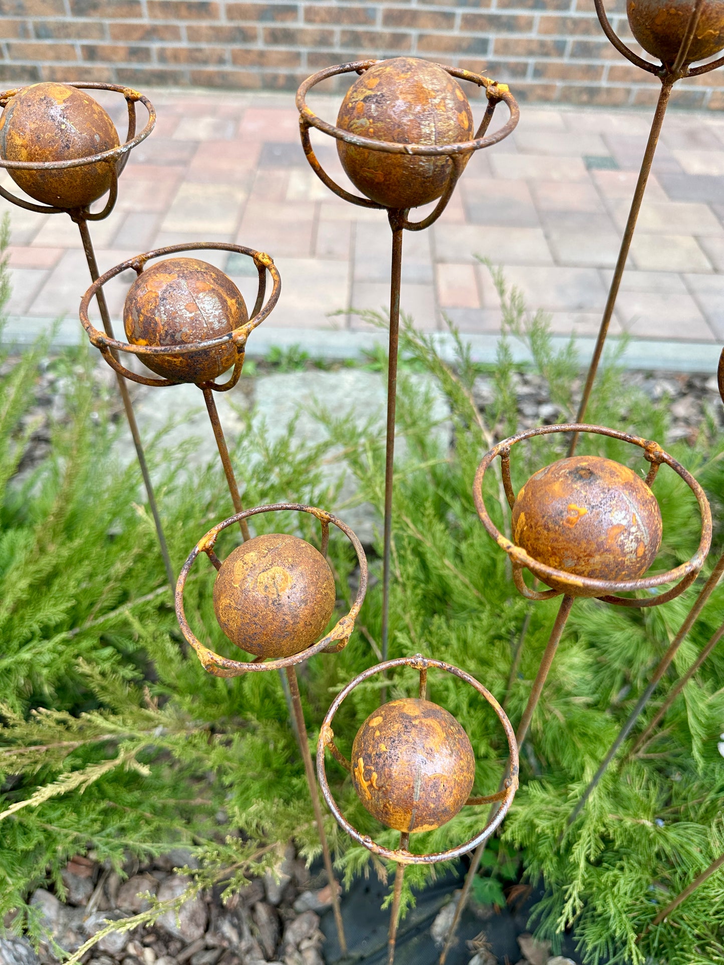 Rustic Metal Exotic Flowers, Set of 10 Handmade Garden Decor, Unique Landscaping Art, Outdoor Yard Art, Rustic Metal Floral Gift