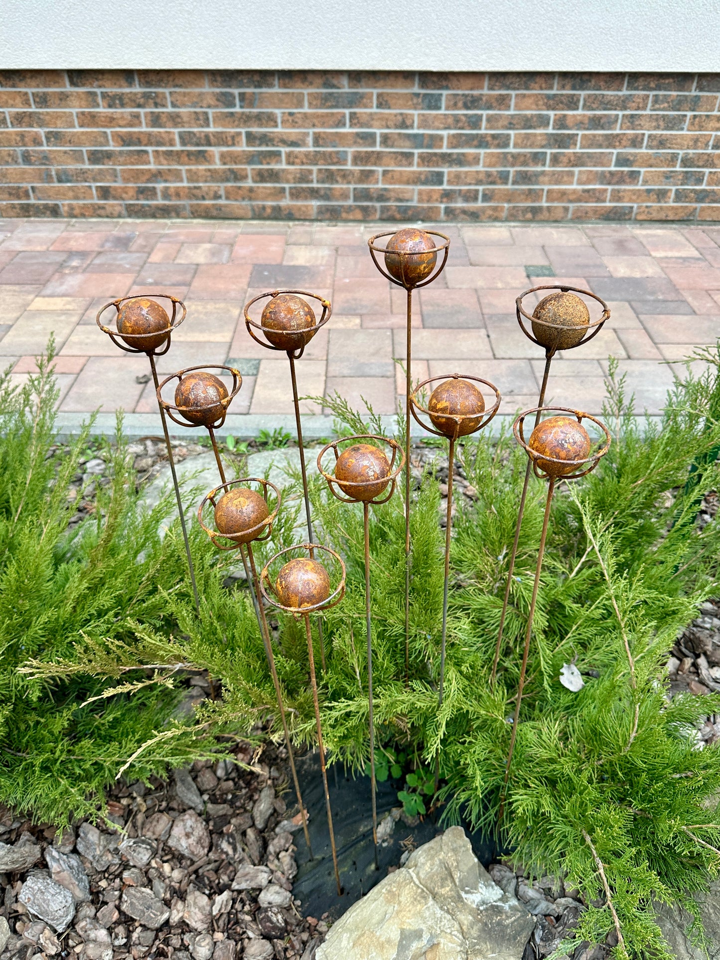 Rustic Metal Exotic Flowers, Set of 10 Handmade Garden Decor, Unique Landscaping Art, Outdoor Yard Art, Rustic Metal Floral Gift