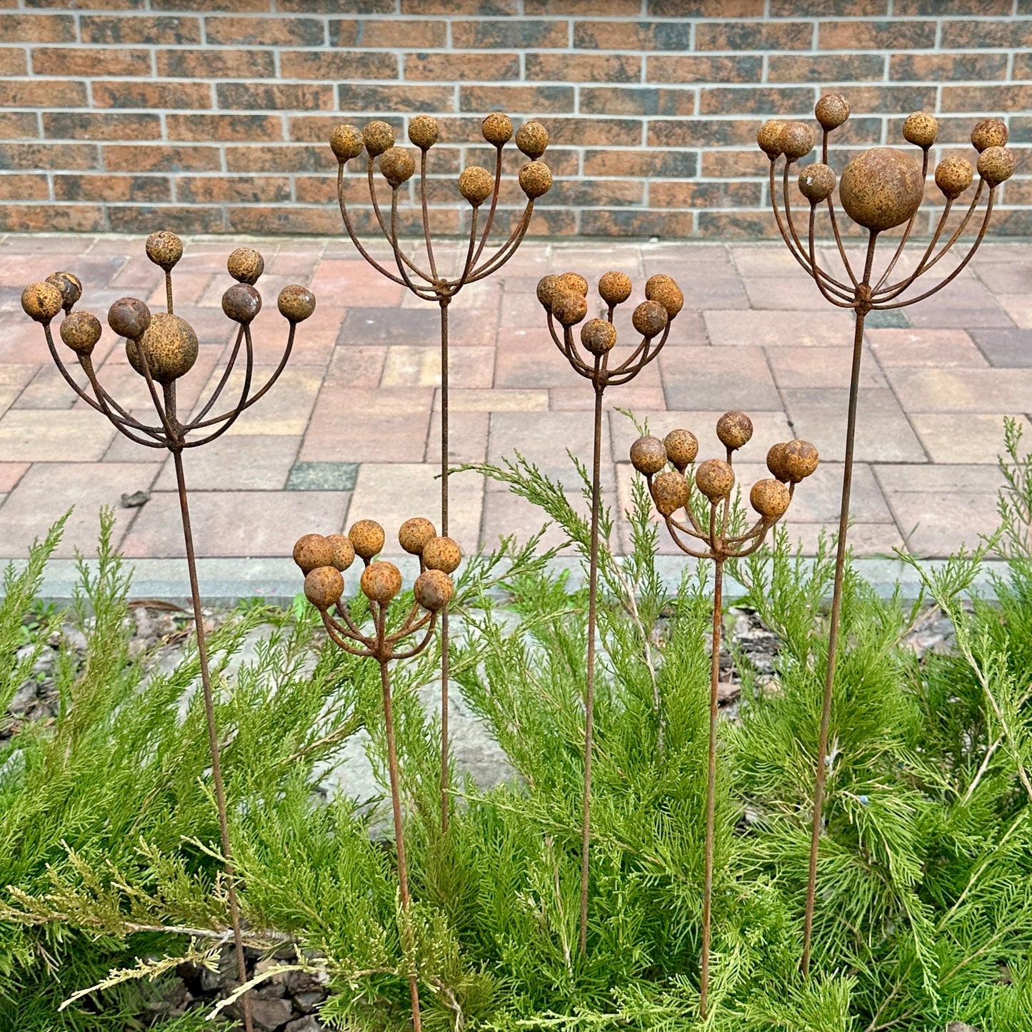 Rustic Metal Exotic Flowers Set of 6, Handmade Garden Decor, Outdoor Yard Art, Unique Landscaping Sculpture, Rusty Metal Flower Gift