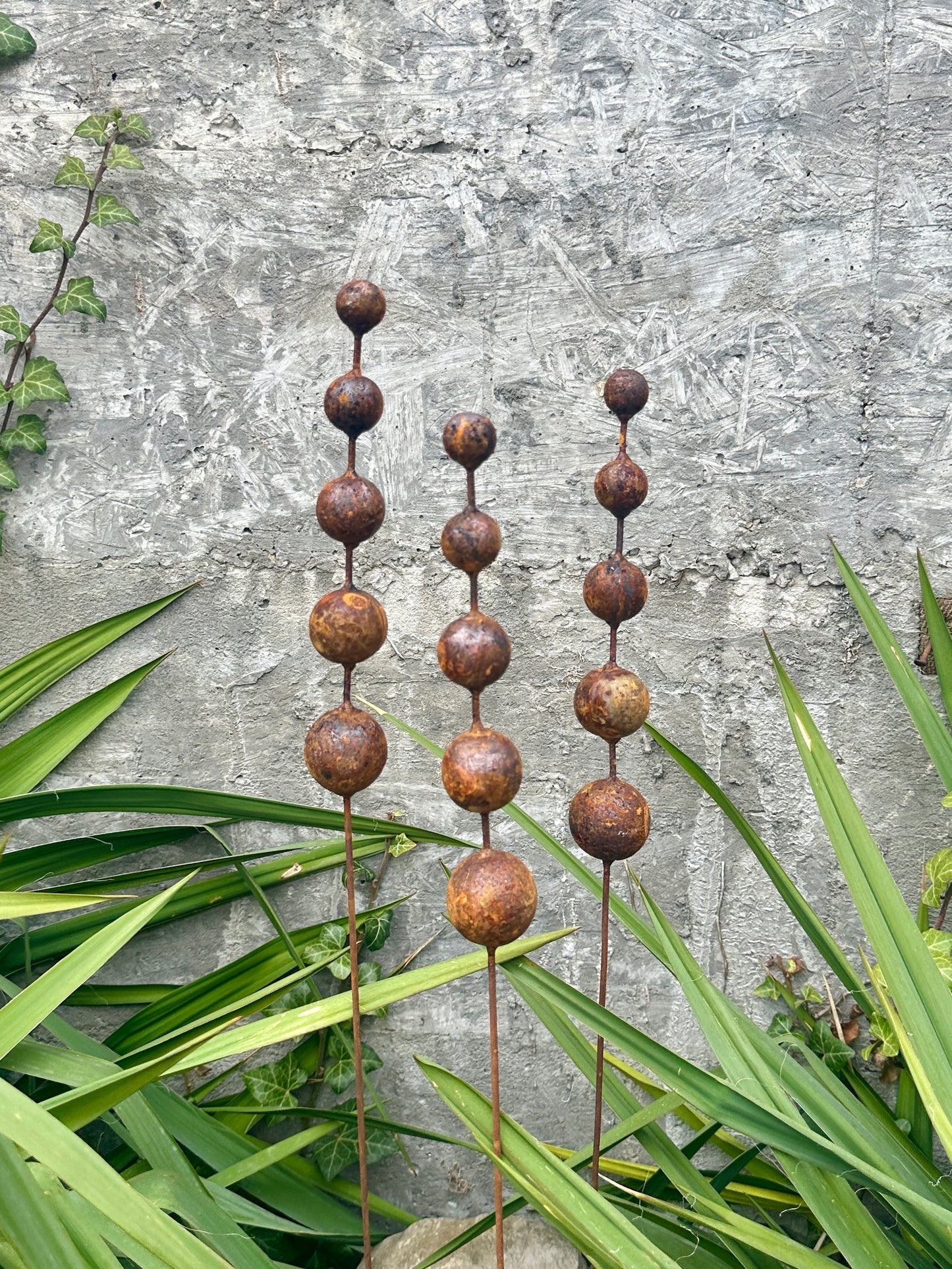 Rusty Flower Buds Set of 3, Garden Stakes, Metal Garden Decor, Yard Art, Outdoor Metal Sculpture, Rustic Garden Decorations