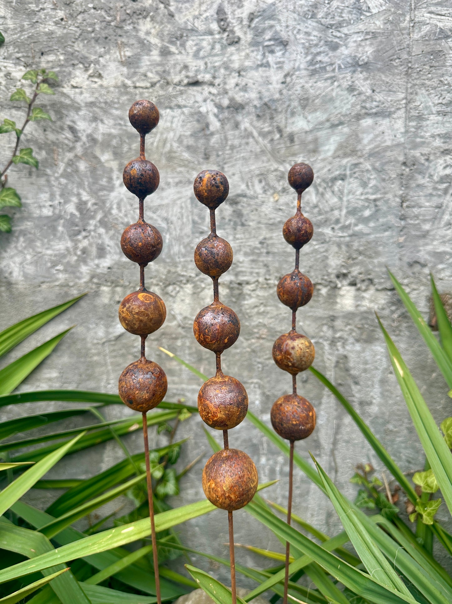 Rusty Flower Buds Set of 3, Garden Stakes, Metal Garden Decor, Yard Art, Outdoor Metal Sculpture, Rustic Garden Decorations