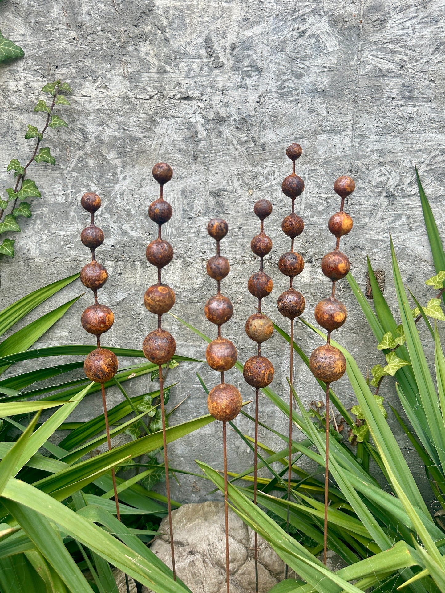 Rusty Flowers Set of 6 Garden Stakes, Metal Yard Art, Rustic Outdoor Decor, Weathered Metal Garden Sculpture, Handmade Lawn Decoration