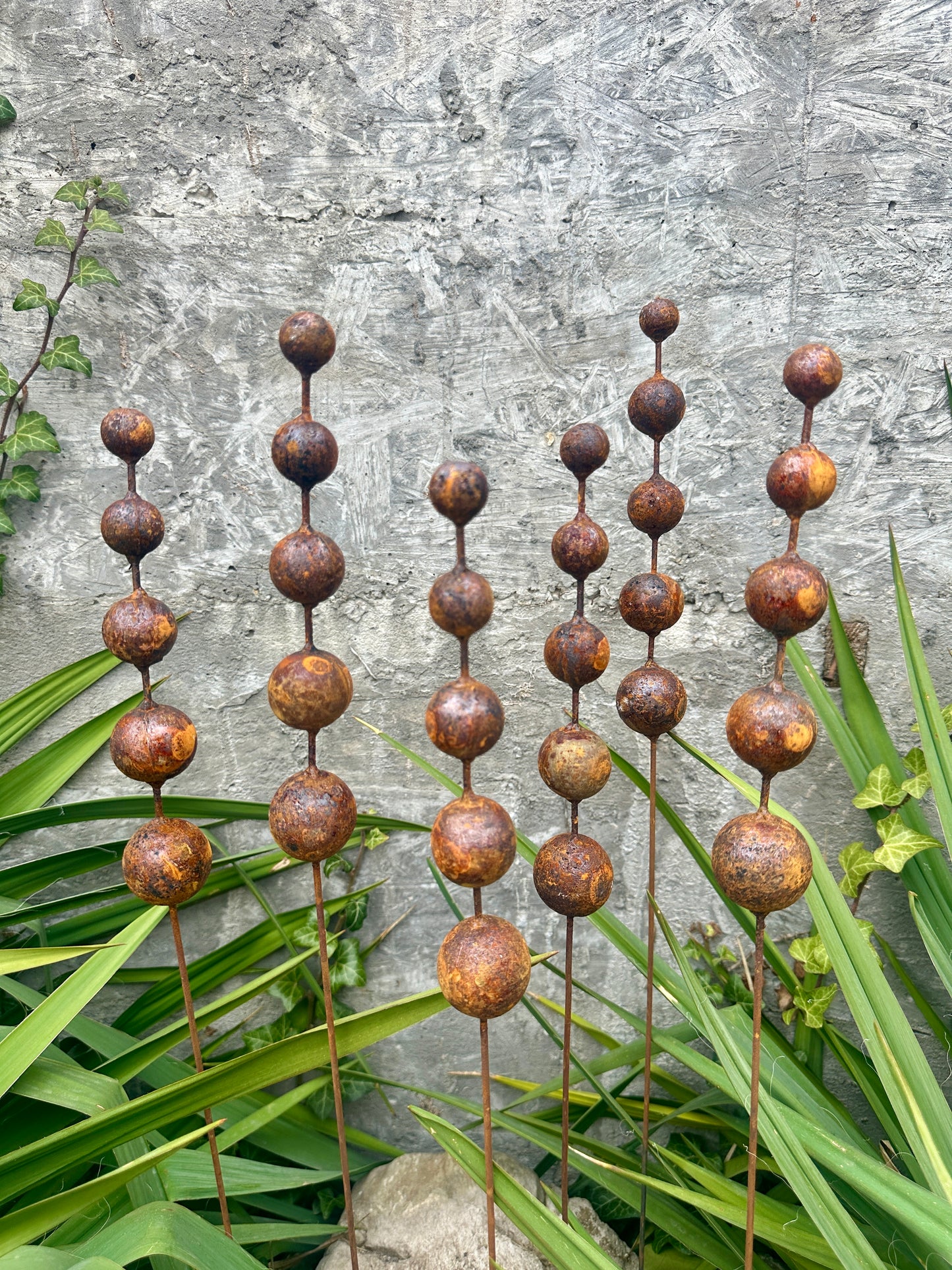 Rusty Flowers Set of 6 Garden Stakes, Metal Yard Art, Rustic Outdoor Decor, Weathered Metal Garden Sculpture, Handmade Lawn Decoration