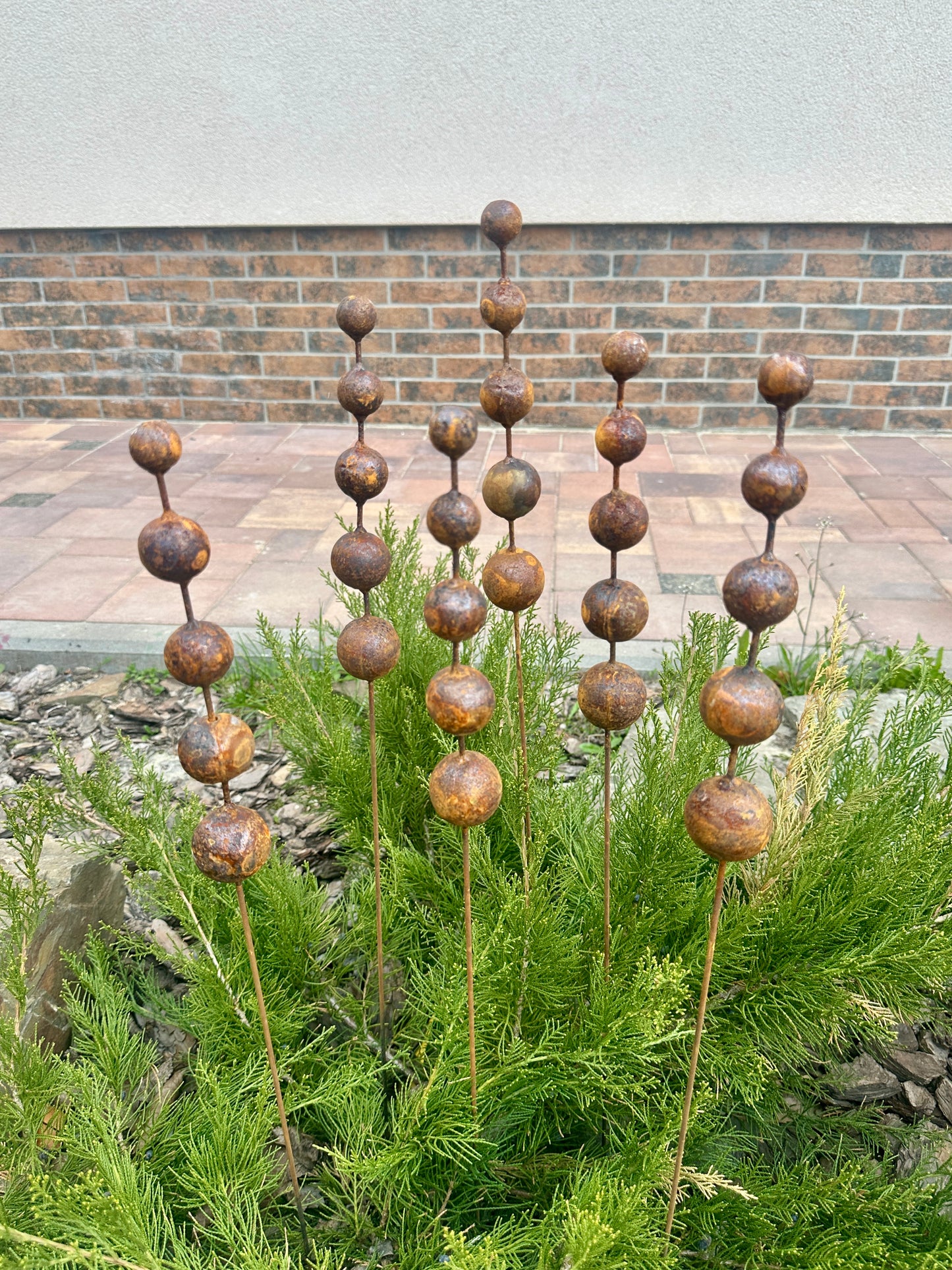 Rusty Flowers Set of 6 Garden Stakes, Metal Yard Art, Rustic Outdoor Decor, Weathered Metal Garden Sculpture, Handmade Lawn Decoration