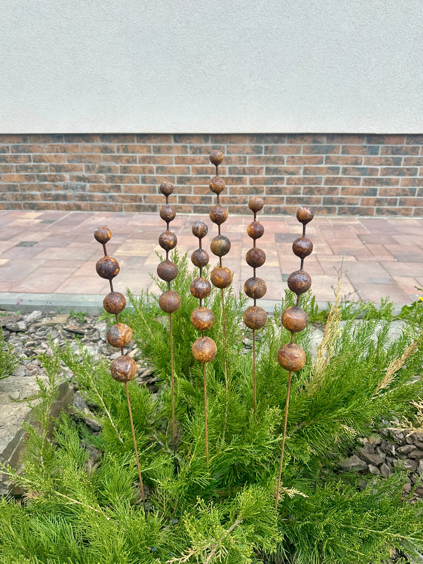 Rusty Flowers Set of 6 Garden Stakes, Metal Yard Art, Rustic Outdoor Decor, Weathered Metal Garden Sculpture, Handmade Lawn Decoration