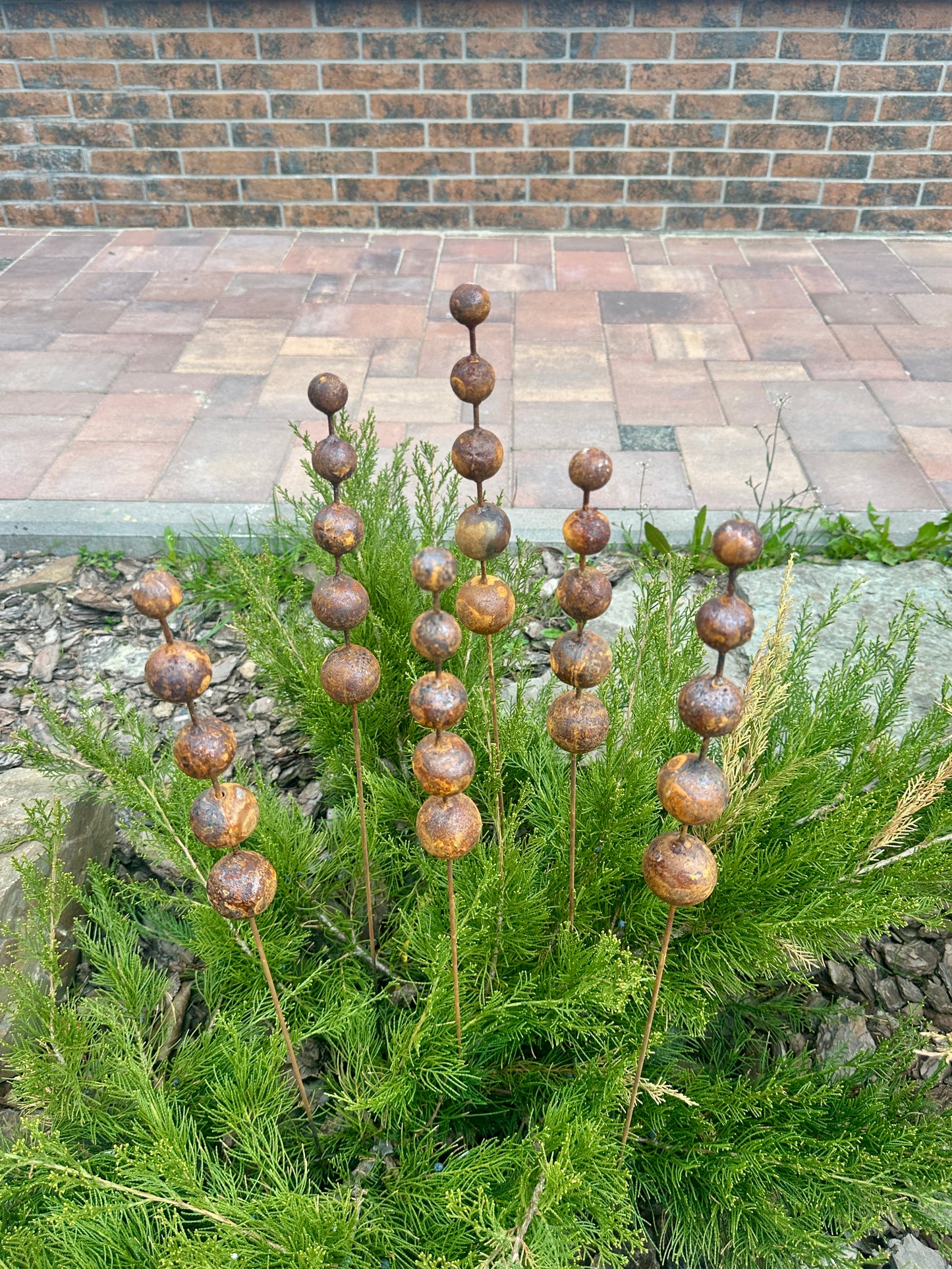 Rusty Flowers Set of 6 Garden Stakes, Metal Yard Art, Rustic Outdoor Decor, Weathered Metal Garden Sculpture, Handmade Lawn Decoration