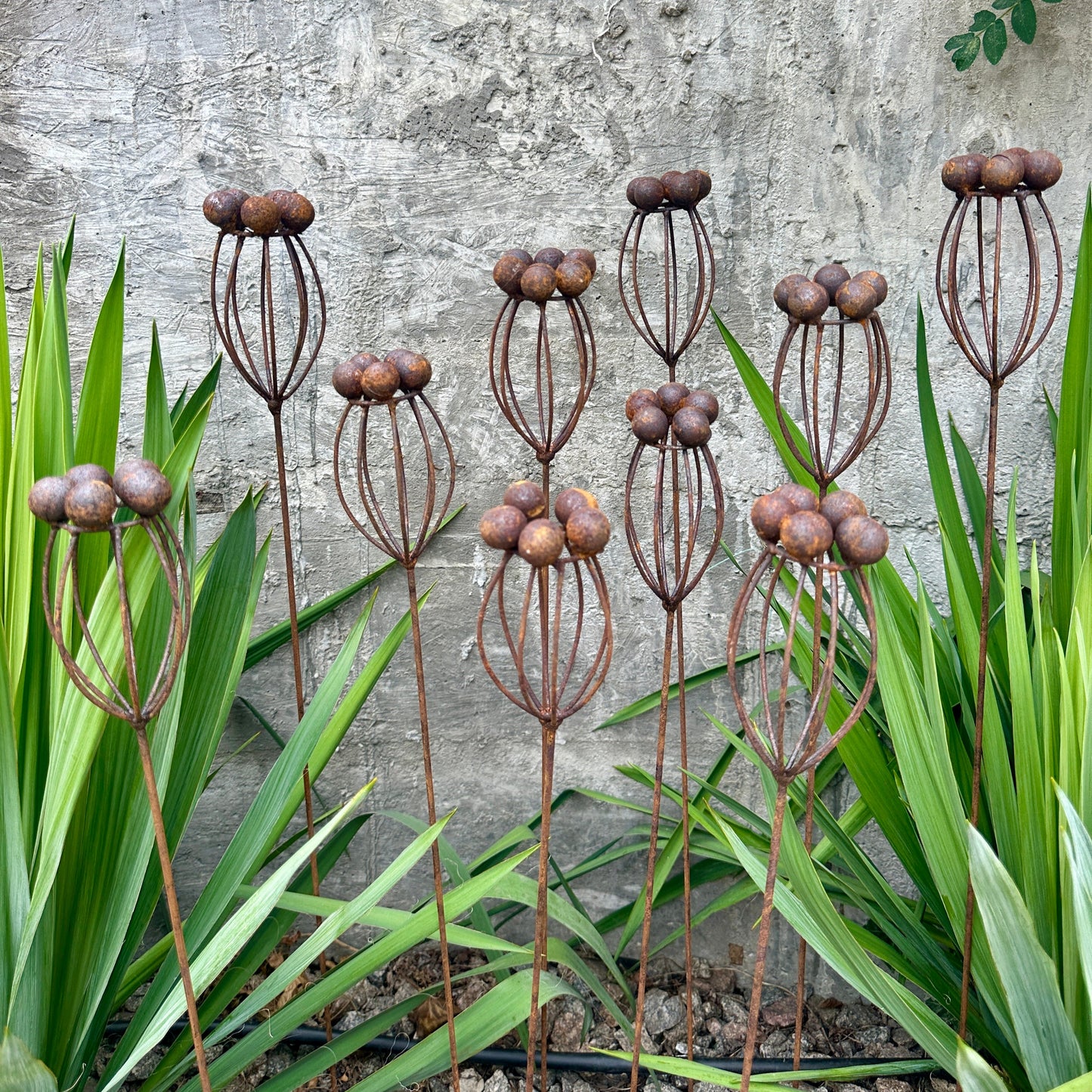 Rustic Metal Exotic Flowers, Set of 10 Handmade Garden Decor, Unique Landscaping Art, Outdoor Yard Art, Rustic Metal Floral