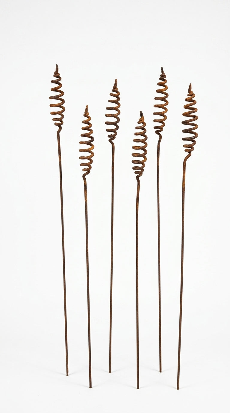 Handcrafted Rusted Metal Wildflowers – Set of 6 Decorative Garden Stakes