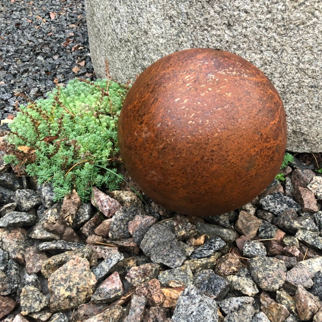 Garden Decor 6" Sphere, Rusty metal art, Rusty decor, Zen garden