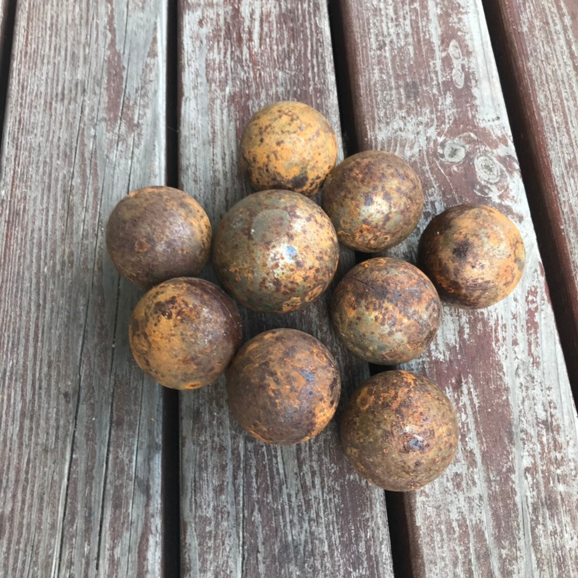Rusty metal ball, Outdoor art, Metal sphere, Outdoor decor, Garden sphere, Yard art, Nine 2” Rusty metal balls, Garden decor, Garden art