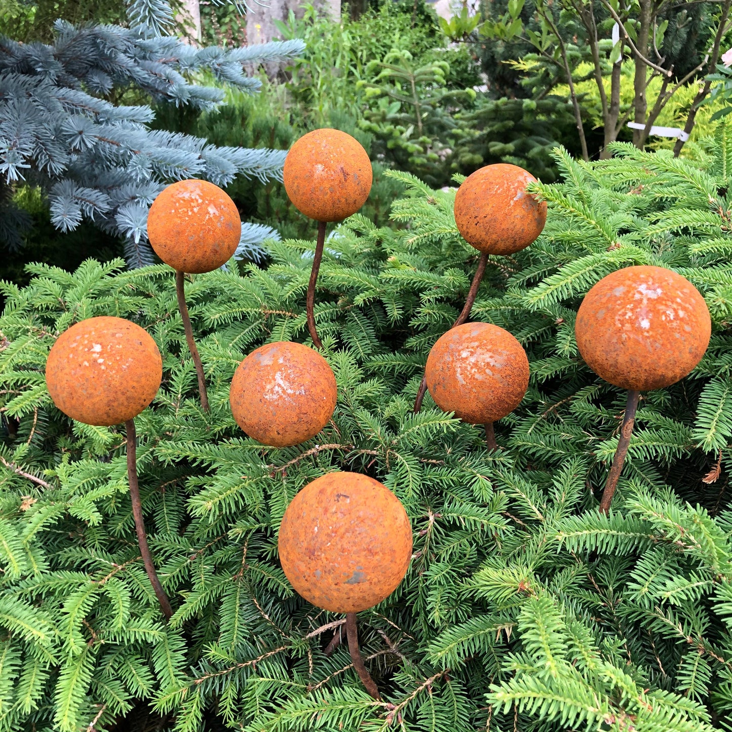Rusty flowers set of 8, Metal garden decor, 8 Rusty flowers garden stakes, metal yard art, outdoor metal decor, Rusty metal garden decor