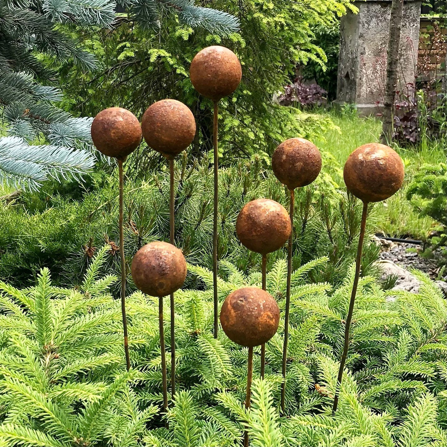 Rusty flowers set of 8, Flowers garden decor, Metal garden decor, metal yard art, outdoor metal decor, Rusty metal garden decor