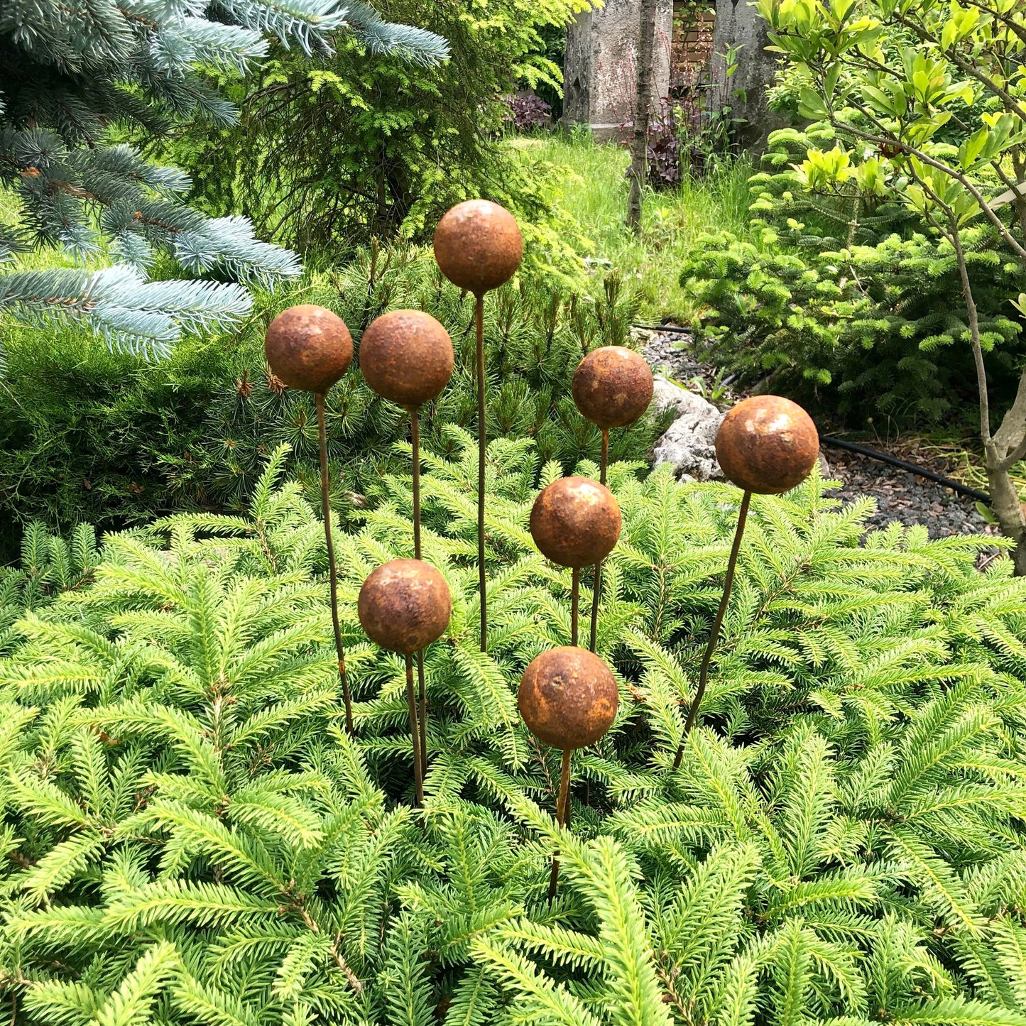 Rusty flowers set of 8, Flowers garden decor, Metal garden decor, metal yard art, outdoor metal decor, Rusty metal garden decor