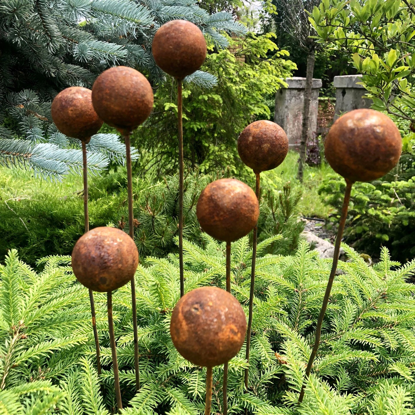 Rusty flowers set of 8, Flowers garden decor, Metal garden decor, metal yard art, outdoor metal decor, Rusty metal garden decor