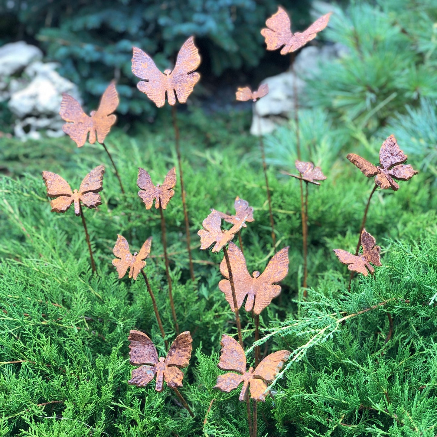 Set of 15 Metal Butterfly Garden Stakes - Add Unique Flair to Your Outdoor Space and Garden