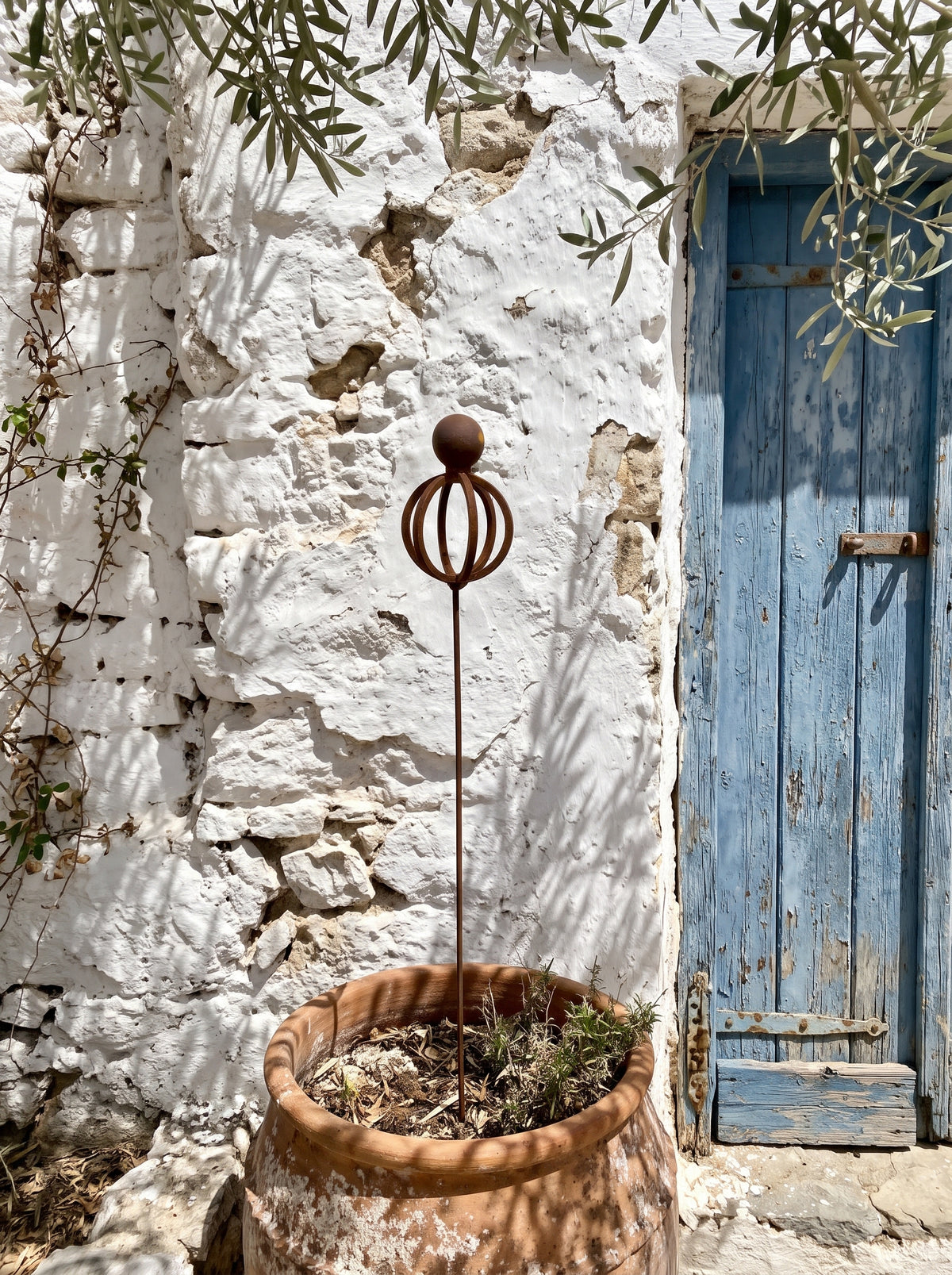 Estacas metálicas oxidadas para jardín, remate de jardín oxidado, decoración metálica para jardín, decoración metálica de jardín para exterior, decoración metálica oxidada para jardín