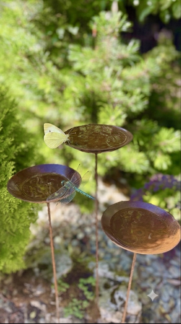 Set de 5 flores rústicas, Estaca de metal para jardín, Decoración de metal para jardín, Arte metálico para patio, Decoración de metal para exteriores, Decoración rústica de metal para jardín