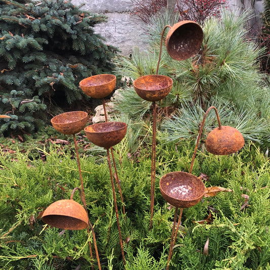 Rusty flowers set of 8, Flowers garden decor, Metal garden decor, metal yard art, outdoor metal decor, Rusty metal garden decor