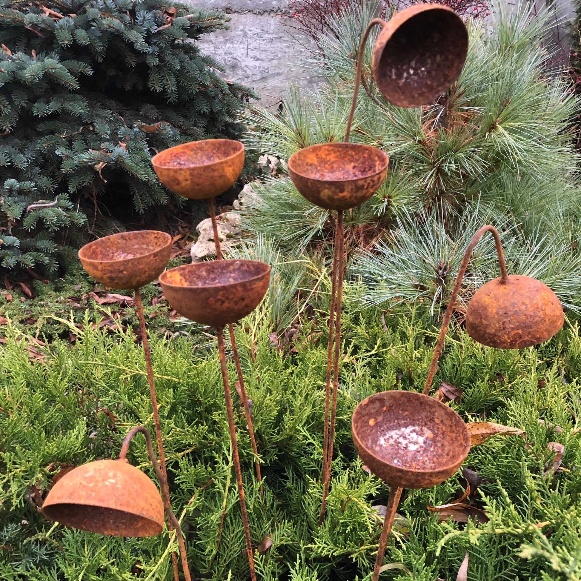 Rusty flowers set of 8, Flowers garden decor, Metal garden decor, metal yard art, outdoor metal decor, Rusty metal garden decor