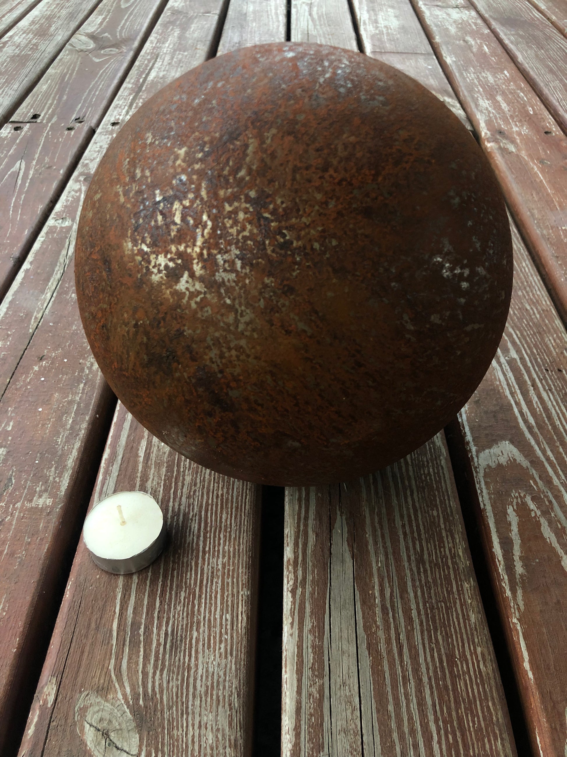 Garden Metal Decor, 10” Sphere, Garden decor, Garden art, Rusty bowl decor