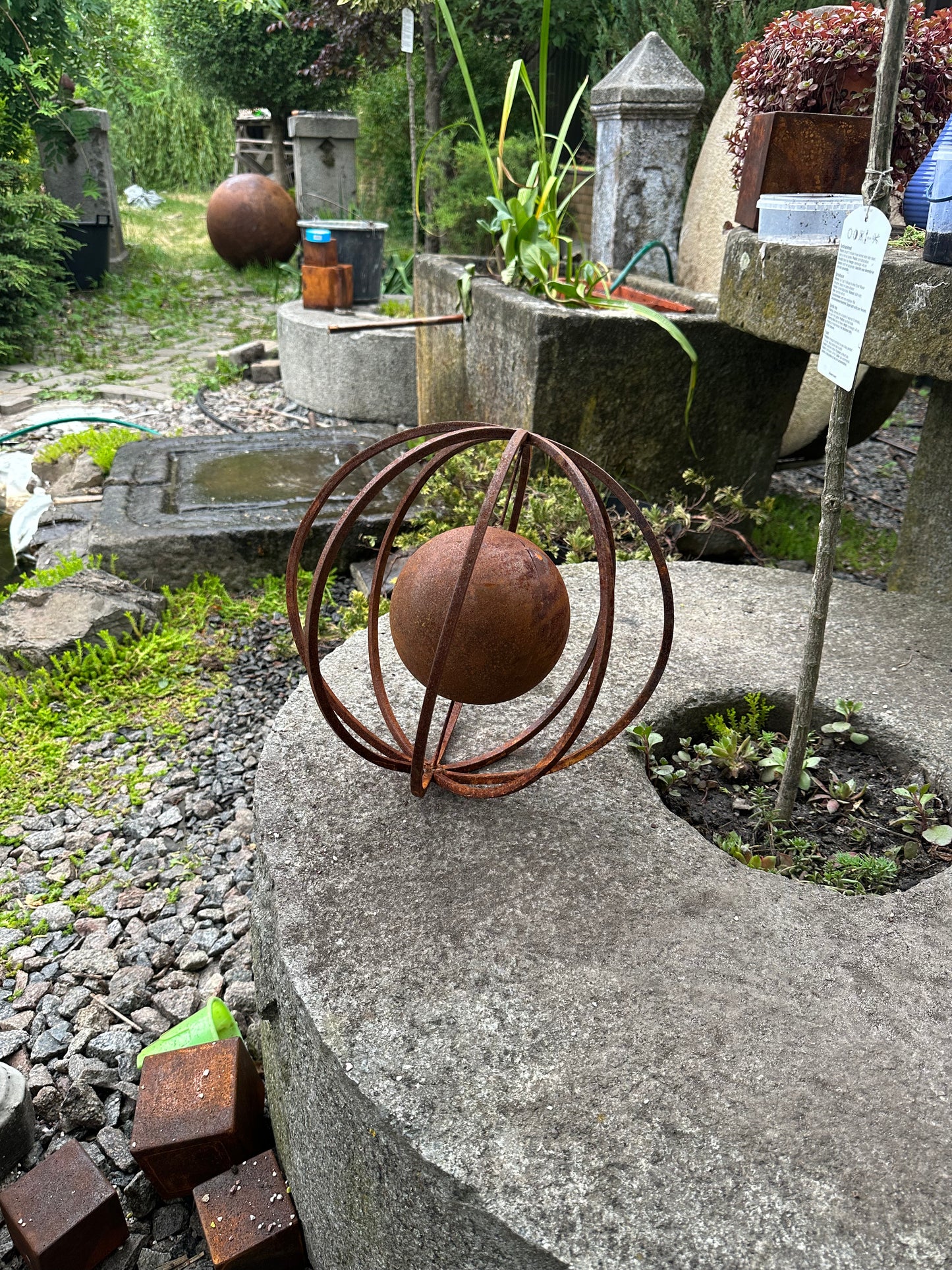 Rusty Metal 12ʼʼ Sphere Outdoor Garden Decor - Give a Touch of Zen Art