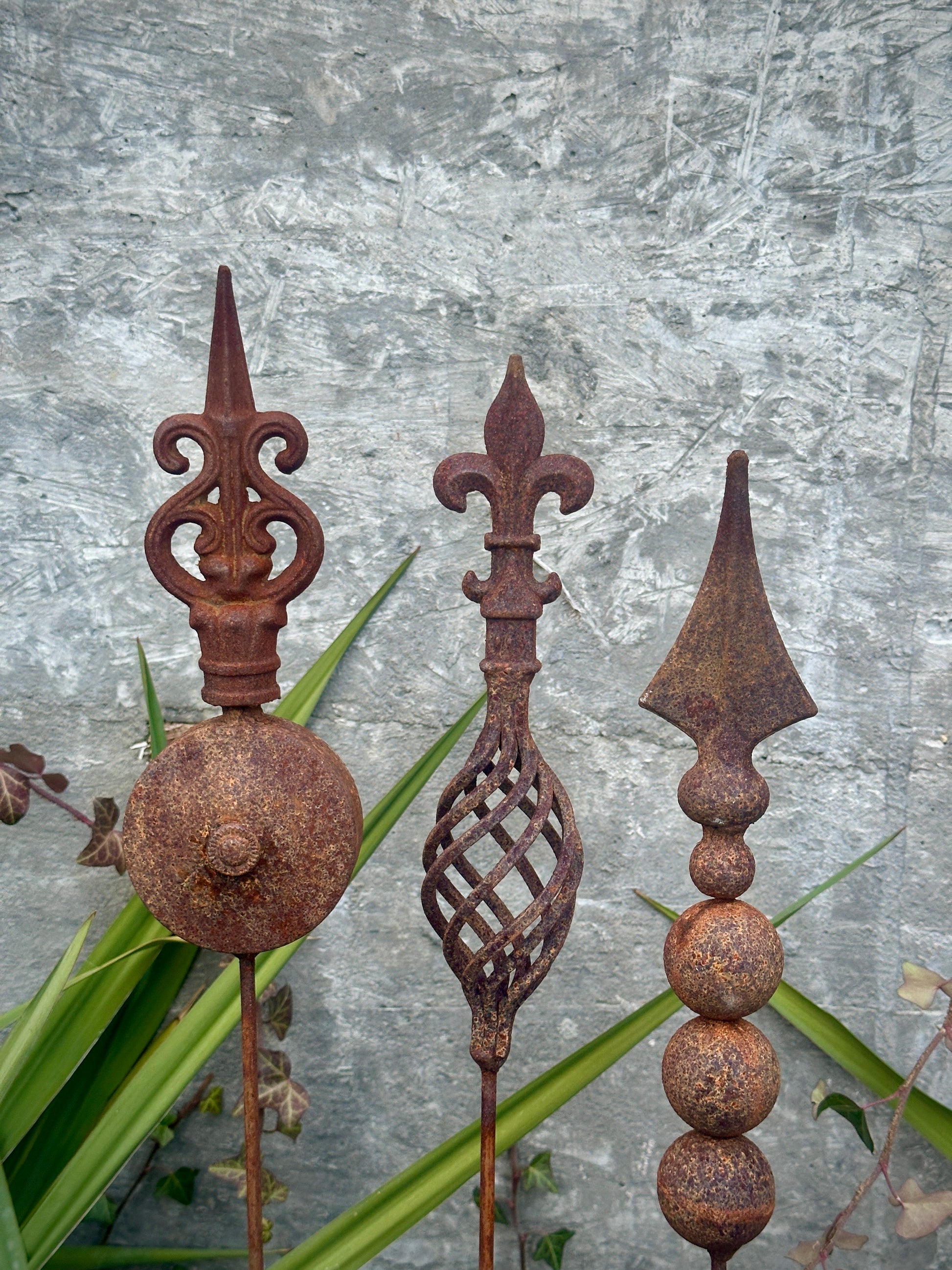 Rusty Garden Finial – Metal Garden Stakes, Rustic Yard Art, Flower Pot Decor, Garden Art, Unique Gift Idea