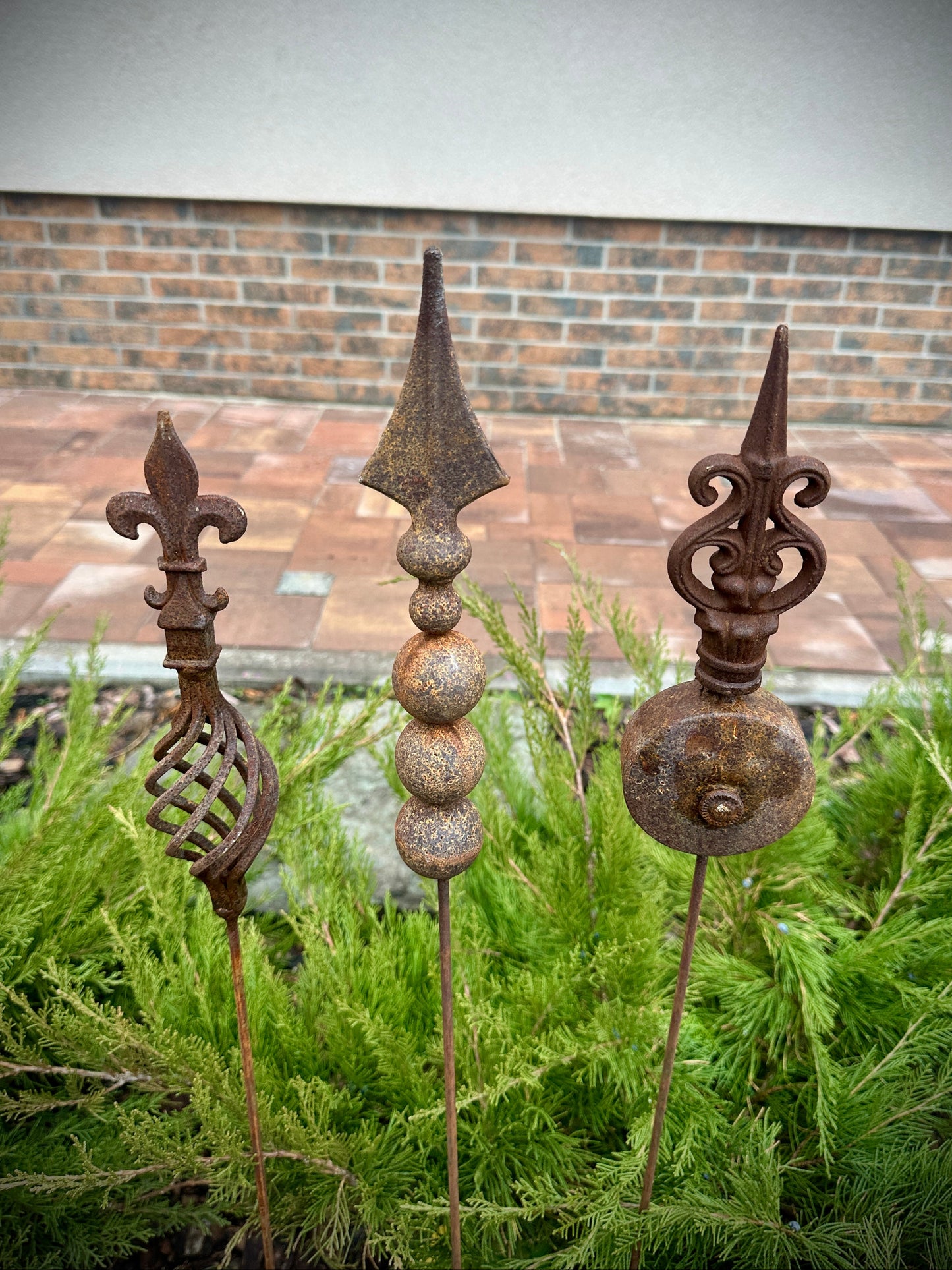 Rusty Garden Finial – Metal Garden Stakes, Rustic Yard Art, Flower Pot Decor, Garden Art, Unique Gift Idea