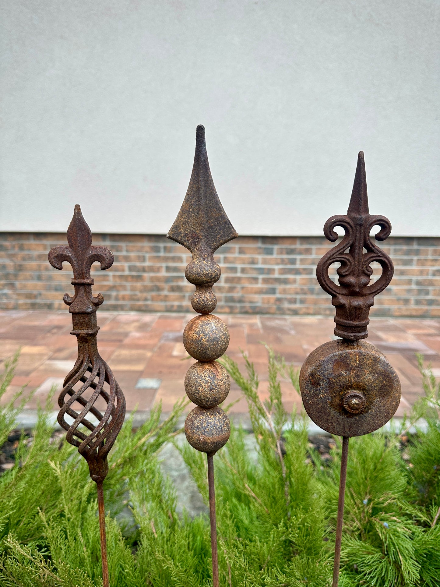 Rusty Garden Finial – Metal Garden Stakes, Rustic Yard Art, Flower Pot Decor, Garden Art, Unique Gift Idea