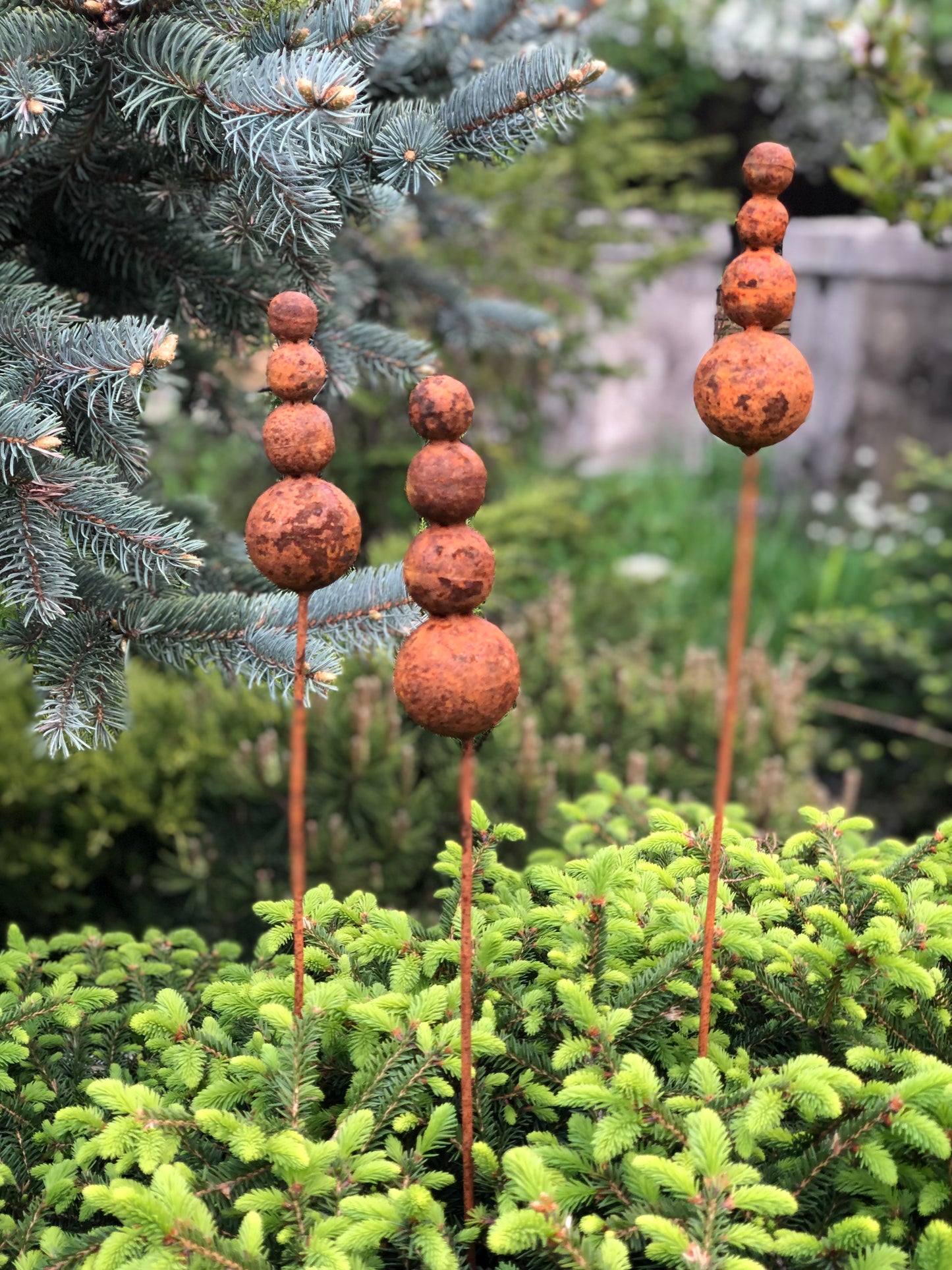 Rusty flowers set of 3, 3 Rusty flowers garden stakes, Metal garden decor, metal yard art, outdoor metal decor, Rusty metal garden decor