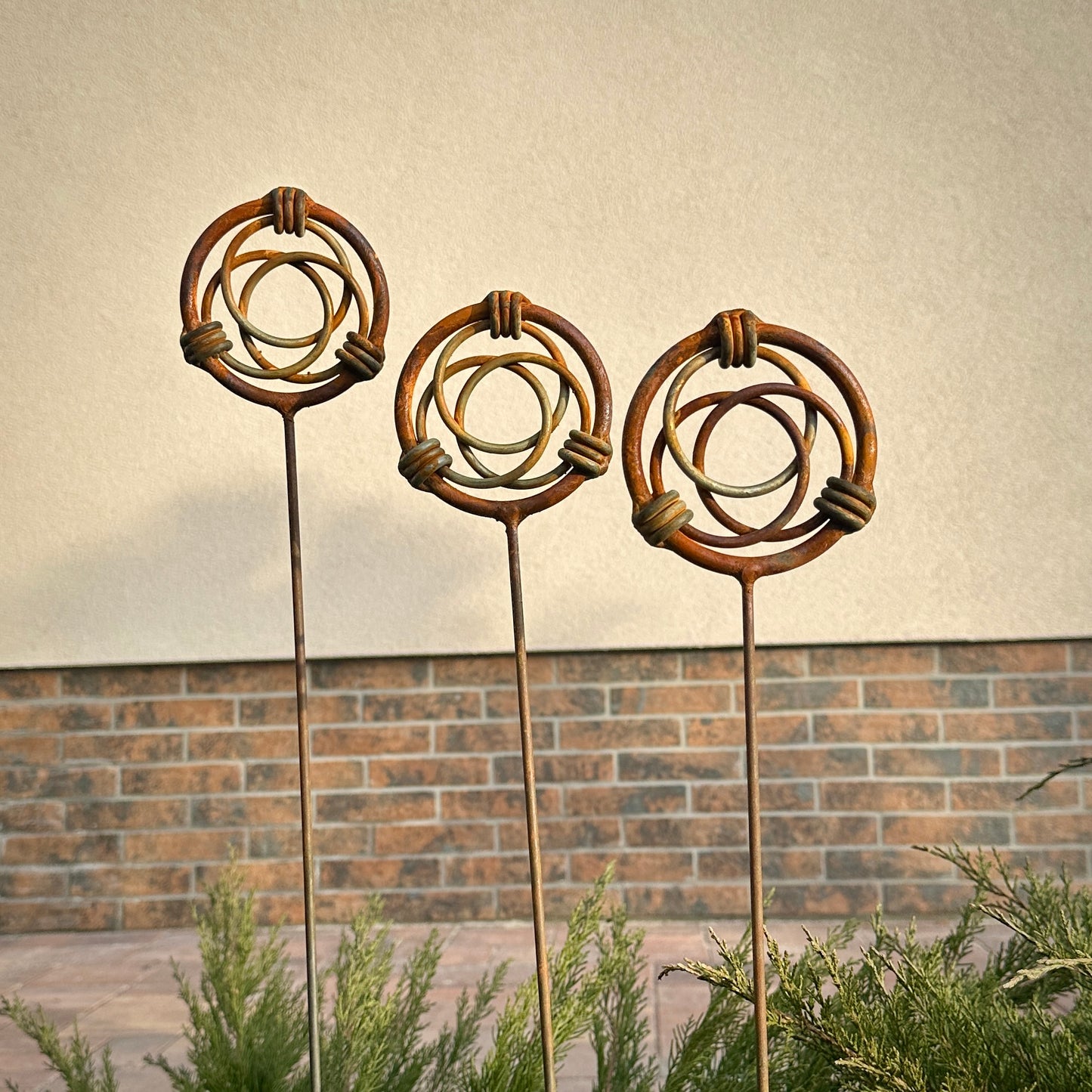 Set of 3, awesome garden stakes. Metal stakes are the perfect addition to your outdoor garden space.