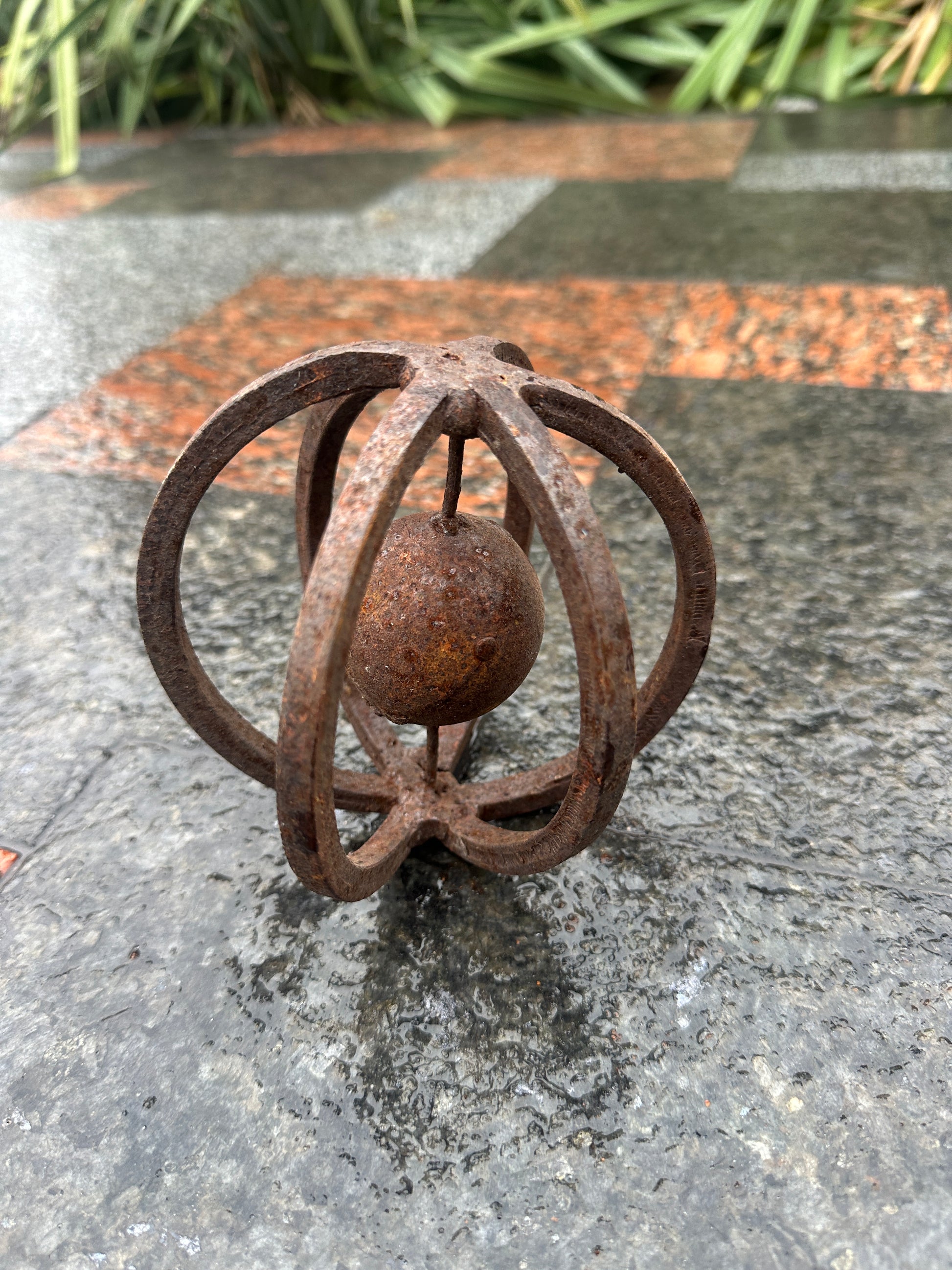 Rusty Metal 5’’ Sphere Outdoor Garden Decor