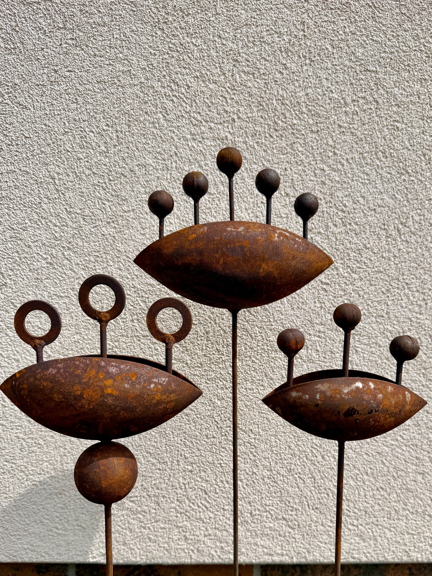 Set of 3 Rustic Metal Exotic Flowers, Garden Decorations, Rustic Landscaping, Garden Art