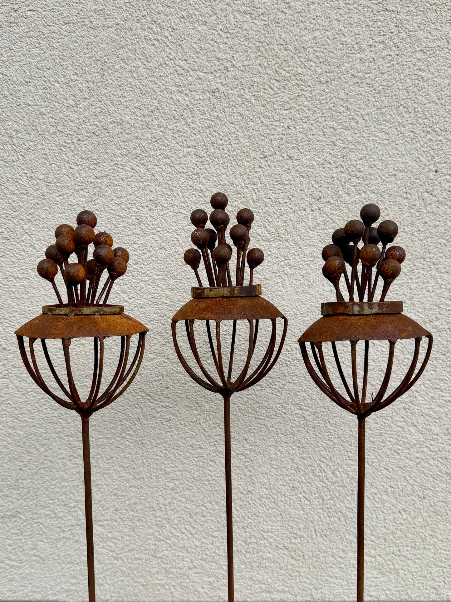 Set of 3 Rustic Metal Exotic Flowers, Handmade Garden Decor, Unique Yard Art, Outdoor Landscaping Sculpture, Rusty Metal Flower Gift