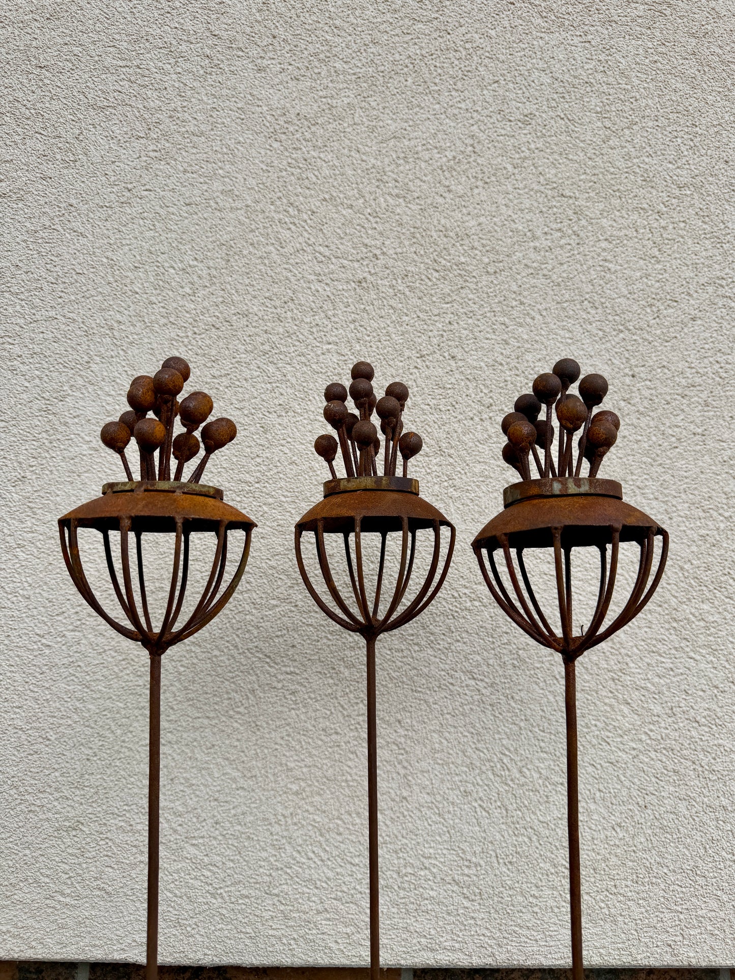 Set of 3 Rustic Metal Exotic Flowers, Handmade Garden Decor, Unique Yard Art, Outdoor Landscaping Sculpture, Rusty Metal Flower Gift