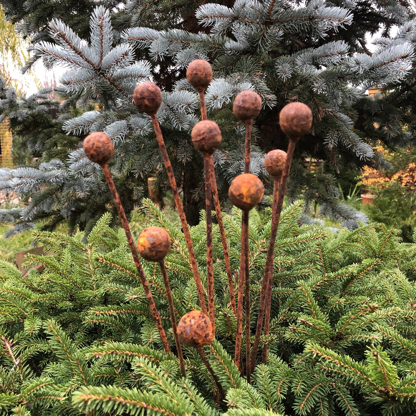 Rusty flowers set of 10, Metal Flower garden decor, Metal garden decor, metal yard art, outdoor metal decor, Rusty metal garden decor